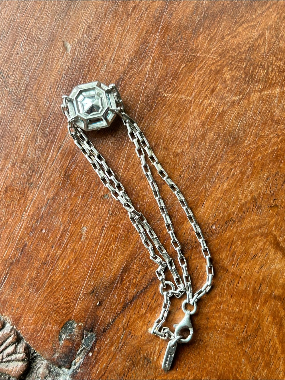 Baccarat Crystal L'Illustre Octagon Sterling Silver Multi-Chain Bracelet - Picture 4 of 5